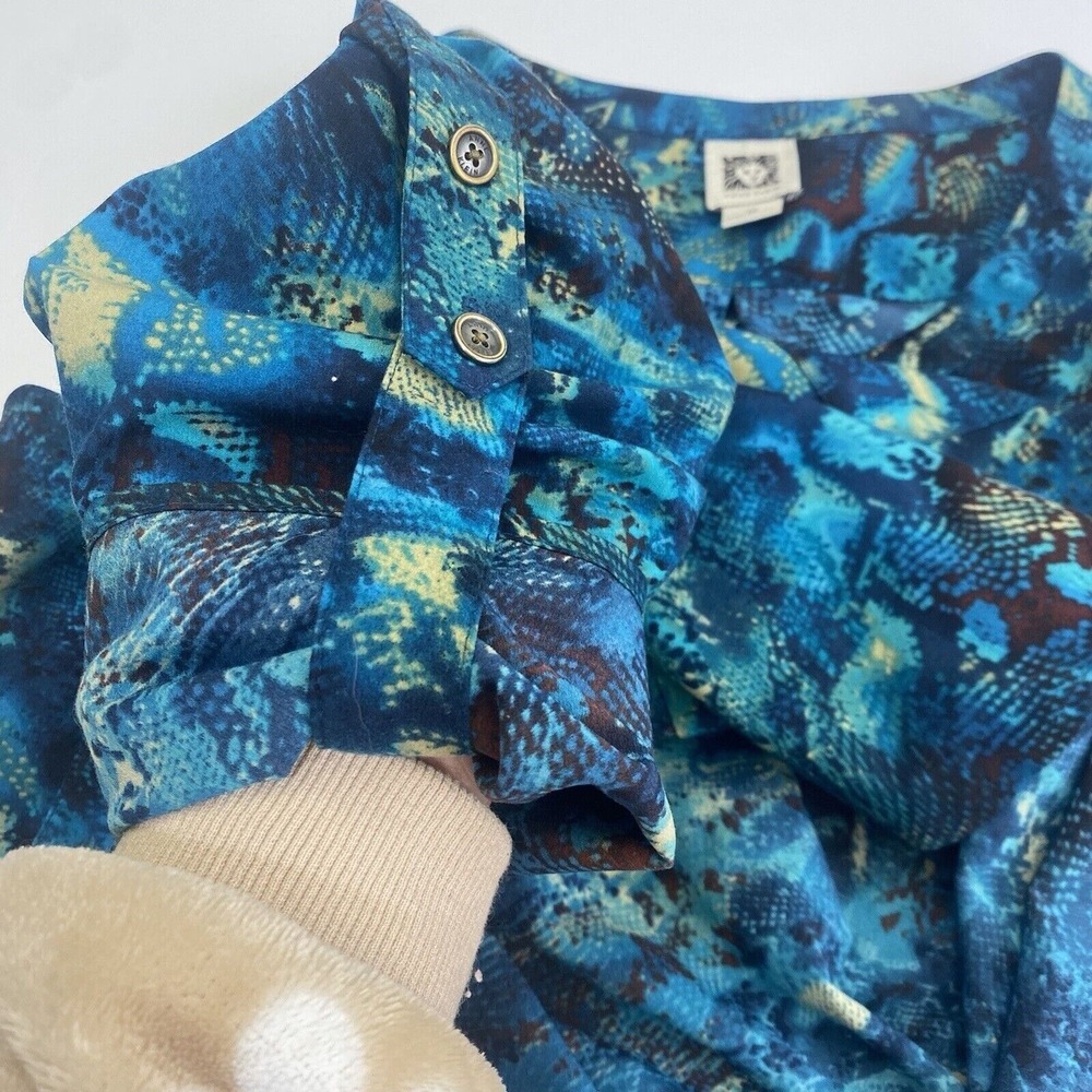 Anne Klein‎ Women's Size M Multicolor 3/4 Sleeve Shirt snake animal print Top - Picture 12 of 16
